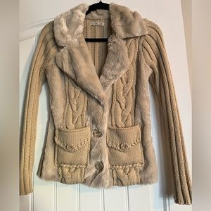 EUC Faux fur and knit jacket